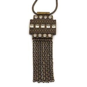 Lia Sophia Brass Rhinestone Tassel Necklace